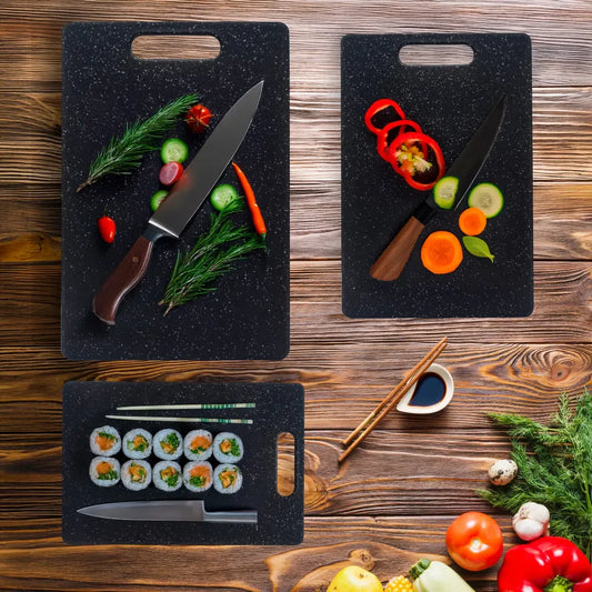 Set X3 Tabla Cocina Profesional Picar Cortar Servir Plástico